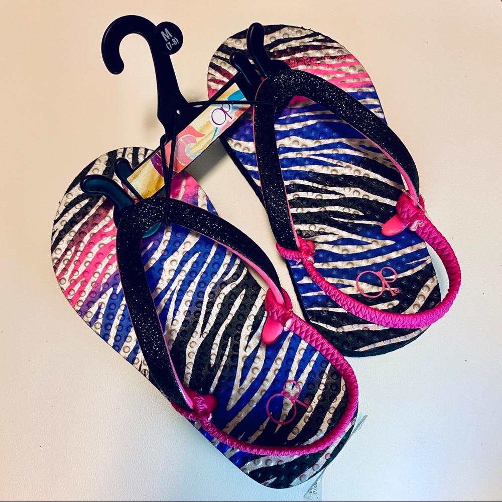 NWT OP! RARE Punk T-Girl Glitter Swim Sandal M 6-8